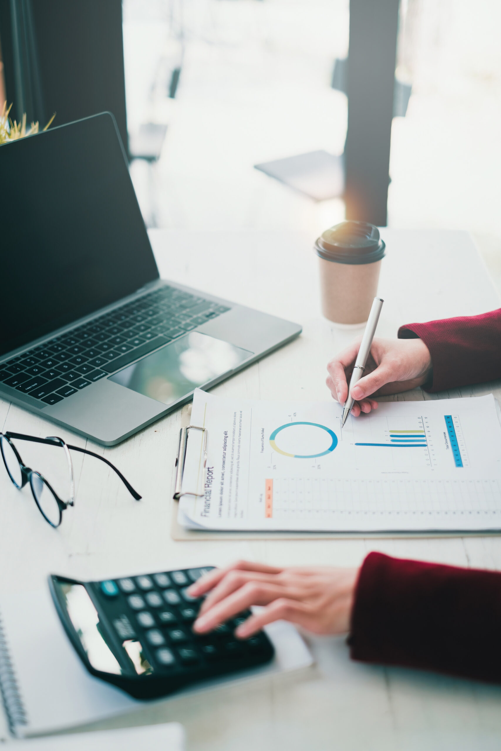 Business women use tax calculators and Company Revenue. Account, Finance Fund Investment consult concept.